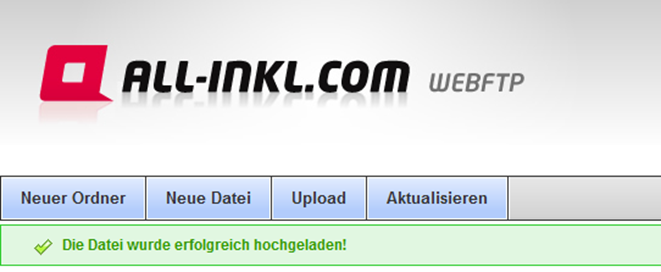All-Inkl WebFTP - Datei erfolgreich hochgeladen