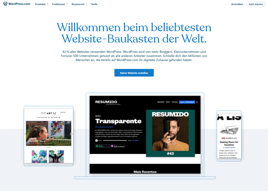 Website erstellen - Ein Überblick für Anfänger 10 Website erstellen mit WordPress.com