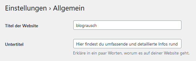 WordPress Seitentitel und Untertitel eintragen