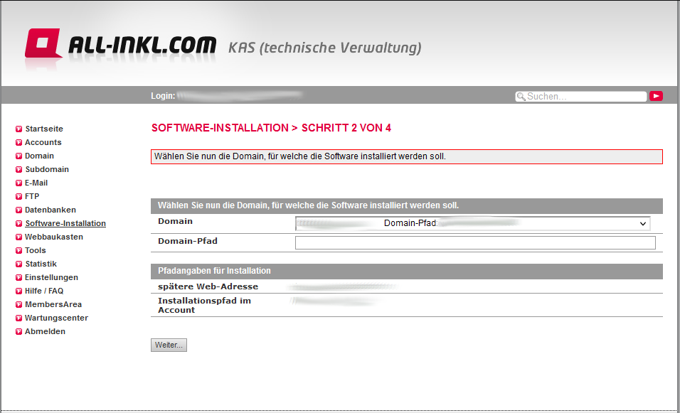 All-Inkl Auswahl Domain für Installation Schritt2