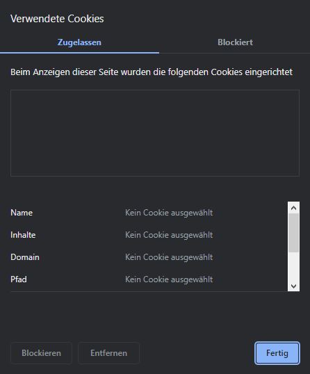 Cookies - Was sind Cookies? Und für welche Arten brauche ich einen Cookie-Banner? 6 Anzeige der genutzten Cookies als Liste