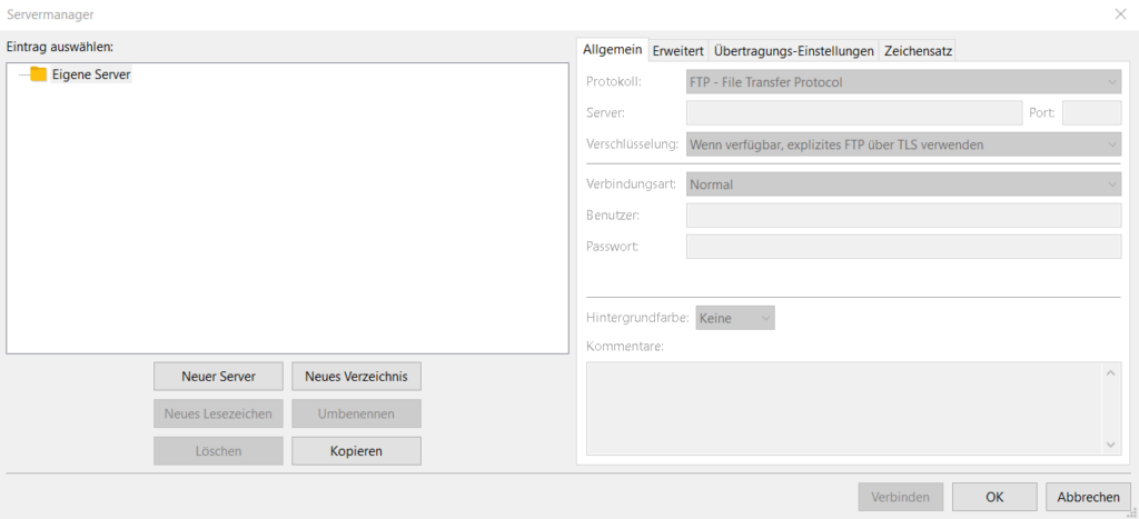 FileZilla Servermanager