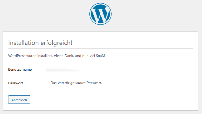 WP Installation Fertig - Schritt4
